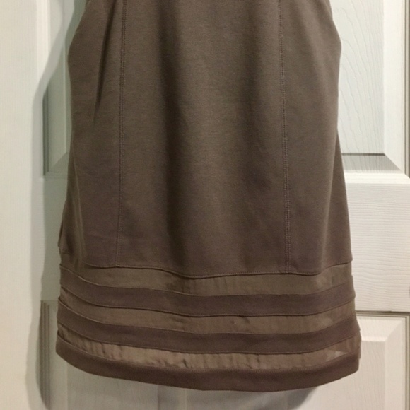 🥂👜 BCBG Beige Sheath Dress w Mesh Detailing ✨ - Picture 4 of 7